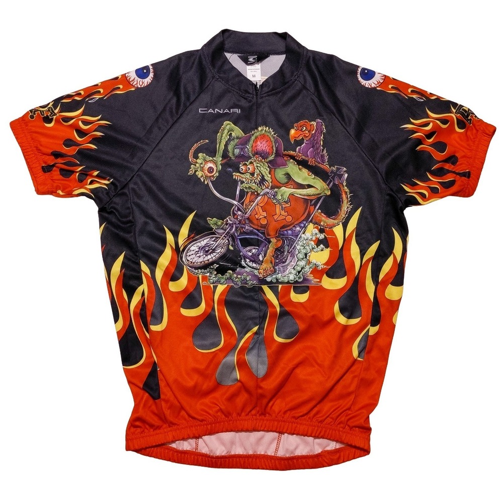 CANARI‎ Rat Fink Cycling Jersey Short Sleeve Flames Medium M